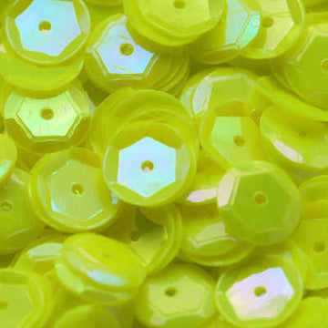 8mm Slightly Cupped Opaque Iridescent Lemon Yellow 100 Grams