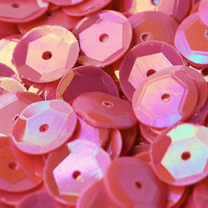 8mm Slightly Cupped Opaque Iridescent Watermelon 100 Grams