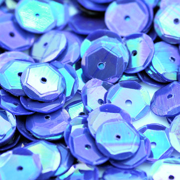 8mm Slightly Cupped Opaque Iridescent Peacock Blue