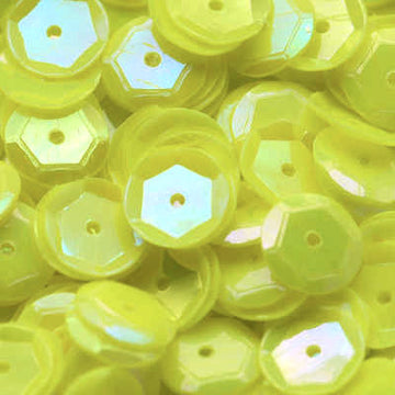 8mm Slightly Cupped Opaque Iridescent Lt Lemon Yellow