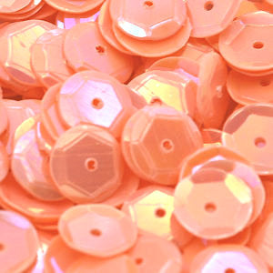 8mm Slightly Cupped Opaque Iridescent Pale Peach