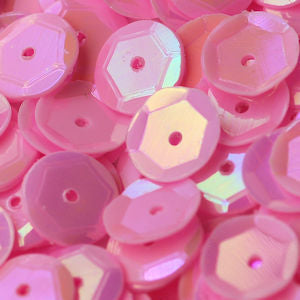8mm Slightly Cupped Opaque Iridescent Pink
