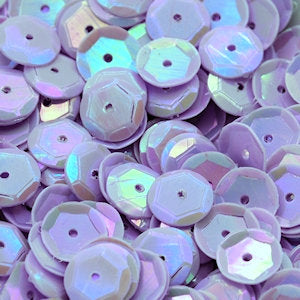 8mm Slightly Cupped Opaque Iridescent Lt Purple
