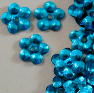 5mm Metallic Flower Turquoise 100 Grams
