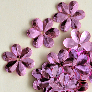 15mm Metallic Flower Pink 100 Grams