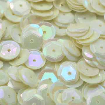 6mm Slightly Cupped Opaque Iridescent Vanilla