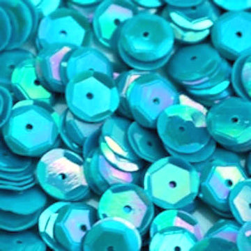 6mm Slightly Cupped Opaque Iridescent Med. Turquoise