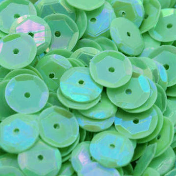 6mm Slightly Cupped Opaque Iridescent Med Leaf Green