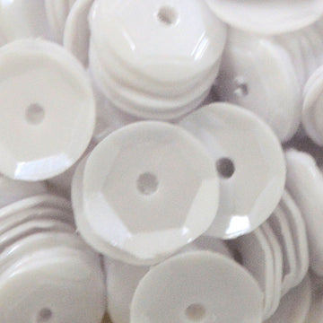 6mm Slightly Cupped Opaque White Glossy (no iridescence)