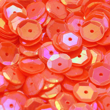 6mm Slightly Cupped Opaque Iridescent Orange
