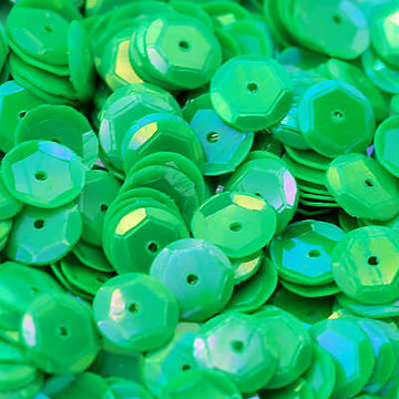 6mm Slightly Cupped Opaque Iridescent Bright Green 100 Grams