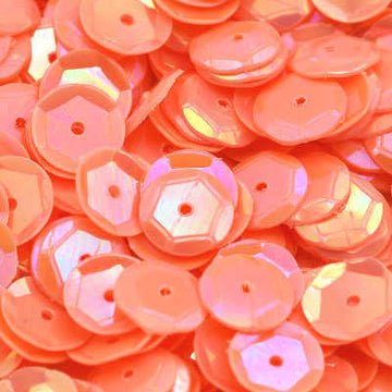 6mm Slightly Cupped Opaque Iridescent Peach 100 Grams