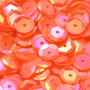 6mm Slightly Cupped Opaque Iridescent Orange 100 Grams