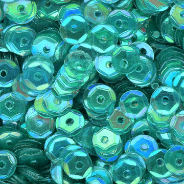 4mm Slightly Cupped Iridescent Dark Aqua