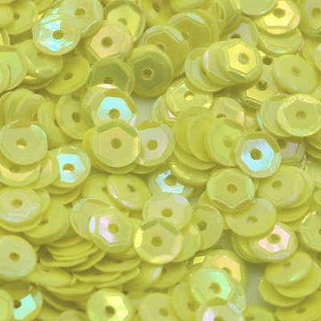 4mm Slightly Cupped Opaque Iridescent Lt Lemon Yellow