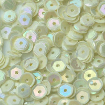 4mm Slightly Cupped Opaque Iridescent Vanilla 100 Grams