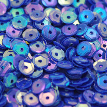 4mm Slightly Cupped Opaque Iridescent Peacock Blue 100 Grams