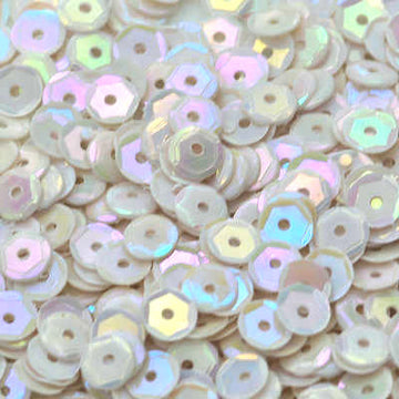 4mm Slightly Cupped Opaque Iridescent White 100 Grams
