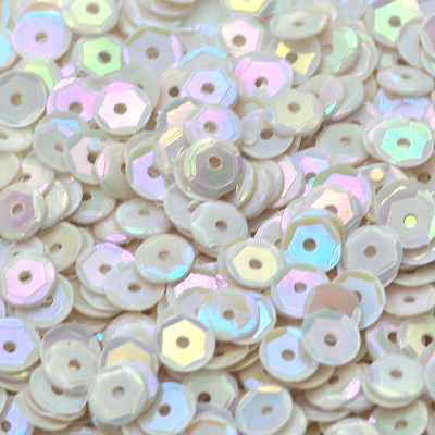 4mm Slightly Cupped Opaque Iridescent White 100 Grams