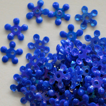5mm opaque Iridescent Petite Flower Peacock Blue