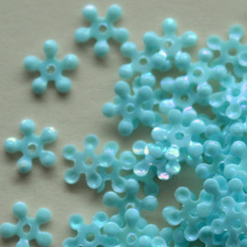 5mm opaque Iridescent Petite Flower Light Turquoise