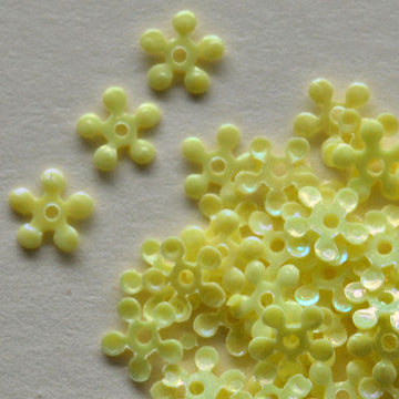 5mm opaque Iridescent Petite Flower Lt Lemon Yellow