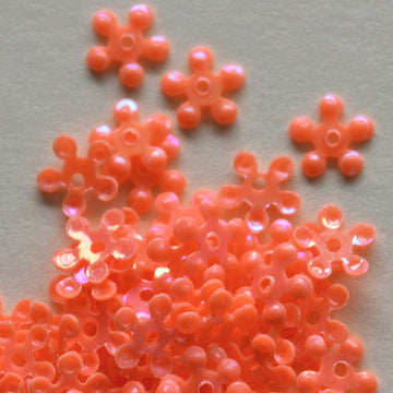 5mm opaque Iridescent Petite Flower Orange