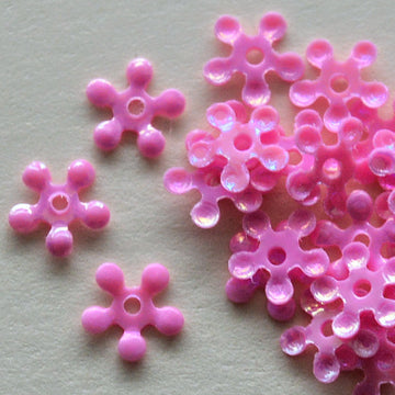 5mm opaque Iridescent Petite Flower Dark Pink