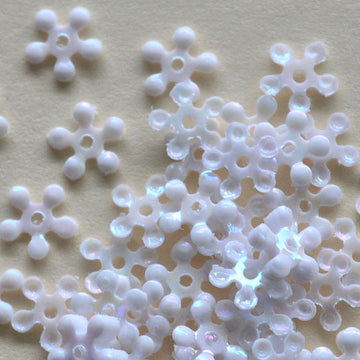5mm opaque Iridescent Petite Flower White 50 Grams