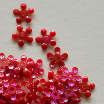 5mm opaque Iridescent Petite Flower Red 100 Grams