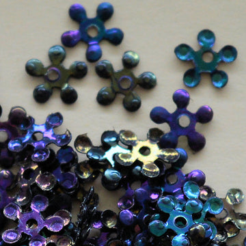 5mm opaque Iridescent Petite Flower Black 100 Grams