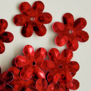 15mm Metallic Flower Red 100 Grams