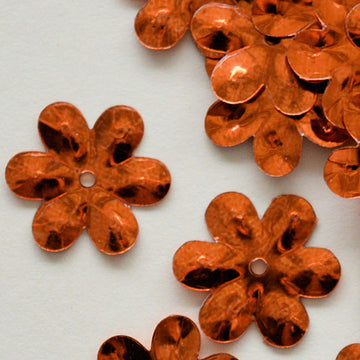 15mm Metallic Flower Orange 1000 Count