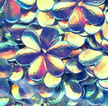 15mm Flower Crystal Opaque Blue Streak