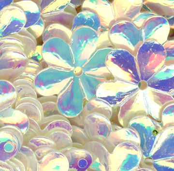 15mm Flower Crystal Opaque Creme Puff 100 Grams