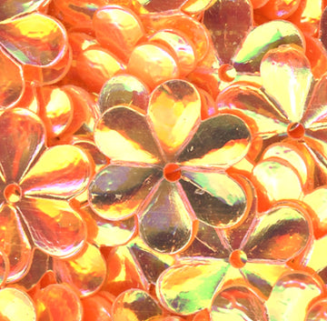 15mm Flower Crystal Opaque Tangy Tangerine 100 Grams