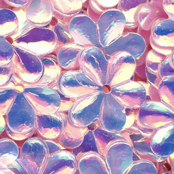 15mm Flower Crystal Opaque Powderpuff Pink 100 Grams