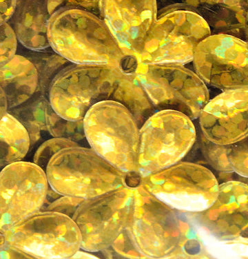 15mm Flower Hologram Bright Gold 1500 Count