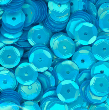 6mm Slightly Cupped Satin Turquoise