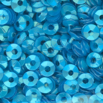 3mm Fully Cupped Satin Turquoise 100 grams