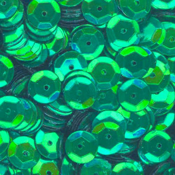 10mm Slightly Cupped Metallic Green