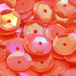 8mm Slightly Cupped Opaque Iridescent Orange