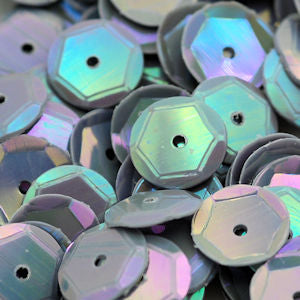 8mm Slightly Cupped Opaque Iridescent Gray