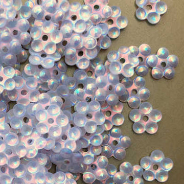 5mm Flower Opalescent White Opal 100 Grams