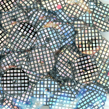 8mm flat hologram Waffle print silver