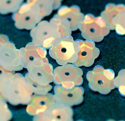 6mm Slightly Cupped Opalescent Flower White Opal
