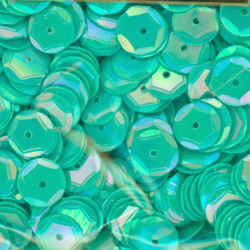 8mm Slightly Cupped Opaque Iridescent Teal 100 Grams