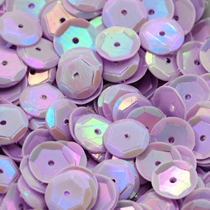 8mm Slightly Cupped Opaque Iridescent Lt Purple 50 Grams