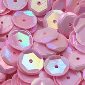 8mm Slightly Cupped Opaque Iridescent Baby Pink 50 Grams
