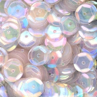 8mm Slightly Cupped Iridescent Clear 50 Grams